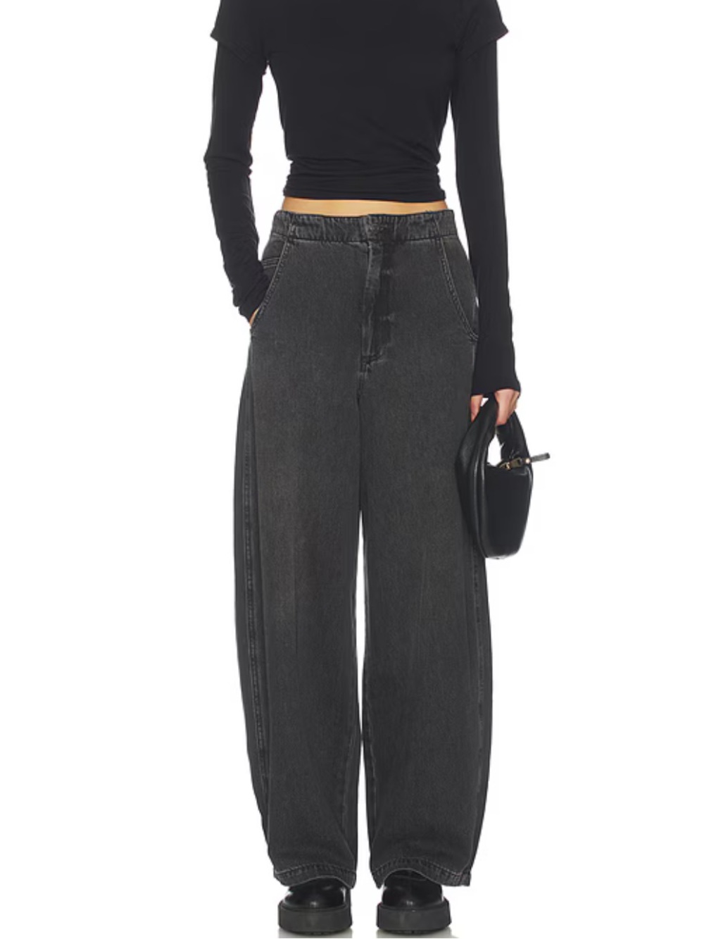 Revolve Pistola Petite Lottie High Rise Relaxed Bowed Jeans in Zen